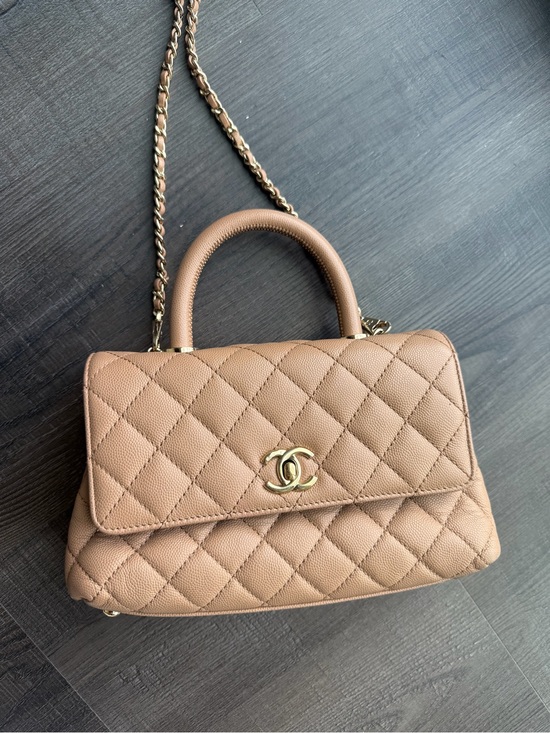 CHANEL Handbags - CHANEL Quilted Crossbody Top-Handle Bag in Tan